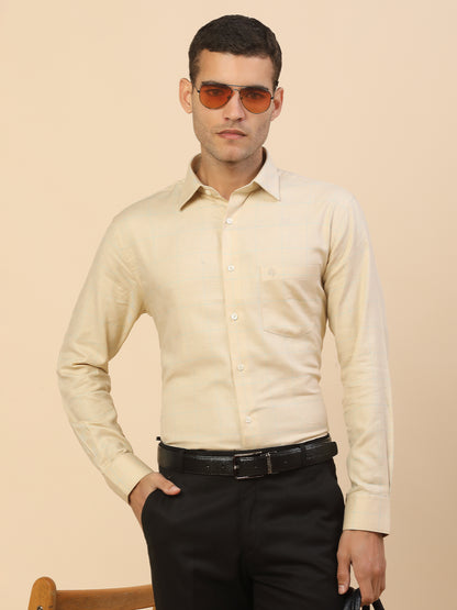 Men's Stylish Checkered Formal Shirt | Regular Fit | Full Sleeve | Pure Cotton | Smart Formal Wear