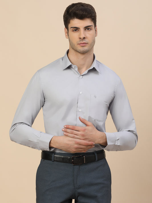 Formal Shirt for Men | Breathable & Soft with Color Fastness Regular Fit Spread Collar Neck Poly Cotton Fabric Solid Pattern