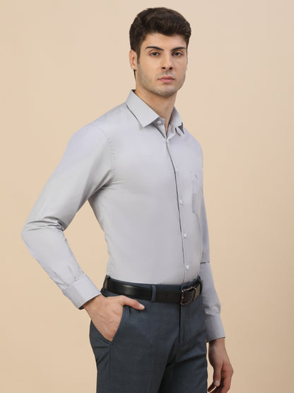 Formal Shirt for Men | Breathable & Soft with Color Fastness Regular Fit Spread Collar Neck Poly Cotton Fabric Solid Pattern