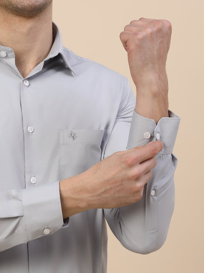 Formal Shirt for Men | Breathable & Soft with Color Fastness Regular Fit Spread Collar Neck Poly Cotton Fabric Solid Pattern