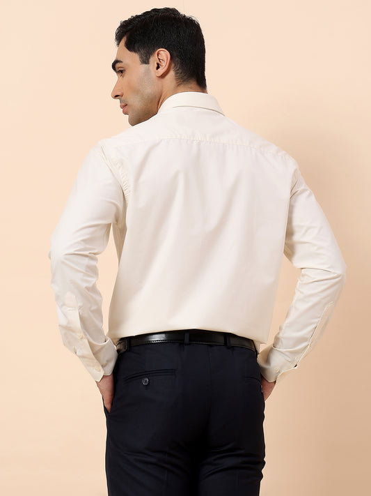 Formal Shirt for Men | Breathable & Soft with Color Fastness Slim Fit Spread Collar Poly Cotton Fabric Solid Pattern