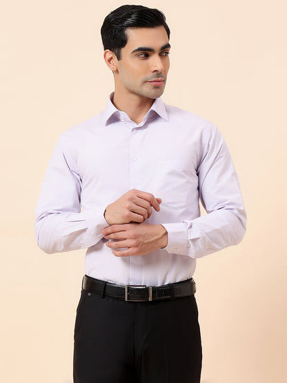Formal Shirt for Men | Breathable & Soft with Color Fastness Slim Fit Spread Collar Poly Cotton Fabric Solid Pattern