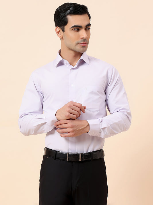 Formal Shirt for Men | Breathable & Soft with Color Fastness Slim Fit Spread Collar Poly Cotton Fabric Solid Pattern