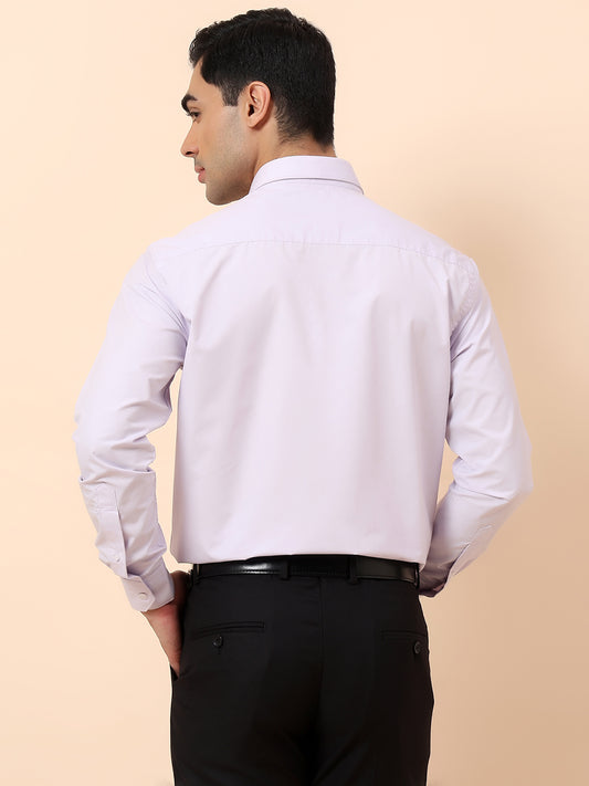 Formal Shirt for Men | Breathable & Soft with Color Fastness Slim Fit Spread Collar Poly Cotton Fabric Solid Pattern
