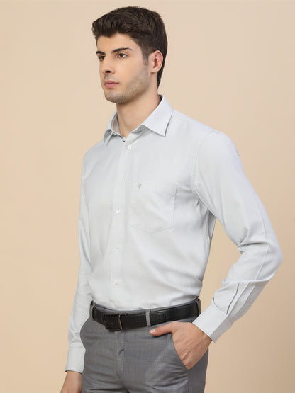 Formal Shirt for Men | Breathable & Soft with Color Fastness Regular Fit Spread Collar Neck Poly Cotton Fabric Self Design Pattern