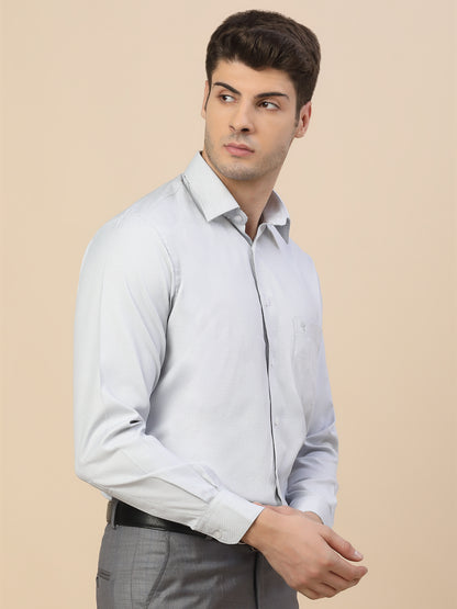 Formal Shirt for Men | Breathable & Soft with Color Fastness Regular Fit Spread Collar Neck Poly Cotton Fabric Self Design Pattern
