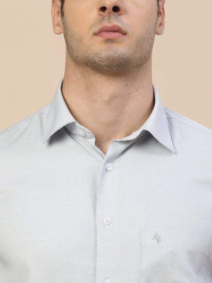 Formal Shirt for Men | Breathable & Soft with Color Fastness Regular Fit Spread Collar Neck Poly Cotton Fabric Self Design Pattern