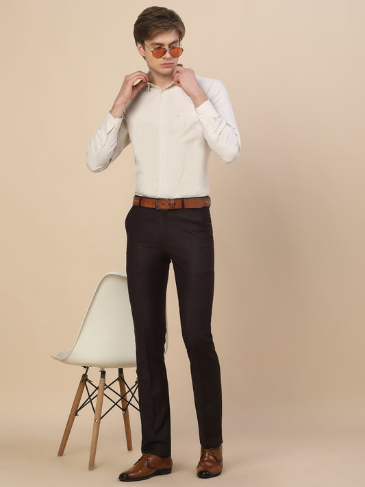 Formal Shirt for Men | Breathable & Soft with Color Fastness Regular Fit Spread Collar Neck Poly Cotton Fabric Self Design Pattern