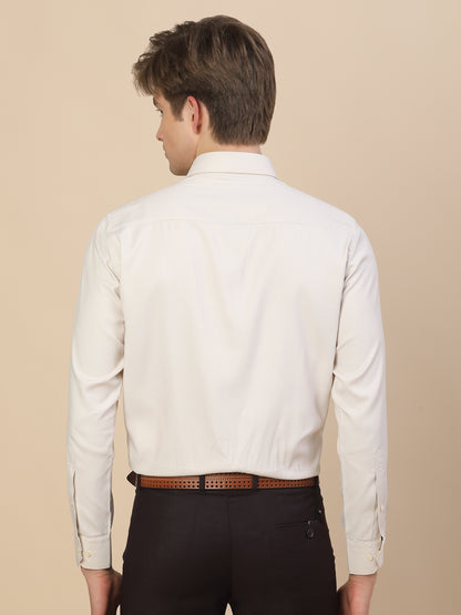 Formal Shirt for Men | Breathable & Soft with Color Fastness Regular Fit Spread Collar Neck Poly Cotton Fabric Self Design Pattern