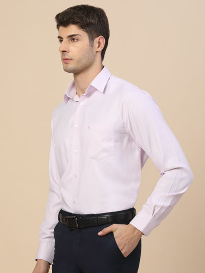 Formal Shirt for Men | Breathable & Soft with Color Fastness Regular Fit Spread Collar Neck Poly Cotton Fabric Self Design Pattern