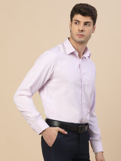 Formal Shirt for Men | Breathable & Soft with Color Fastness Regular Fit Spread Collar Neck Poly Cotton Fabric Self Design Pattern