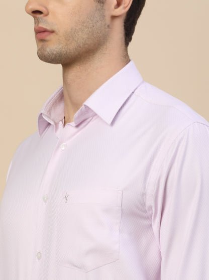 Formal Shirt for Men | Breathable & Soft with Color Fastness Regular Fit Spread Collar Neck Poly Cotton Fabric Self Design Pattern