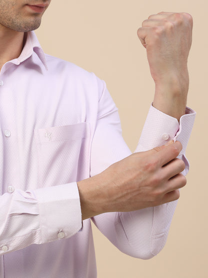 Formal Shirt for Men | Breathable & Soft with Color Fastness Regular Fit Spread Collar Neck Poly Cotton Fabric Self Design Pattern