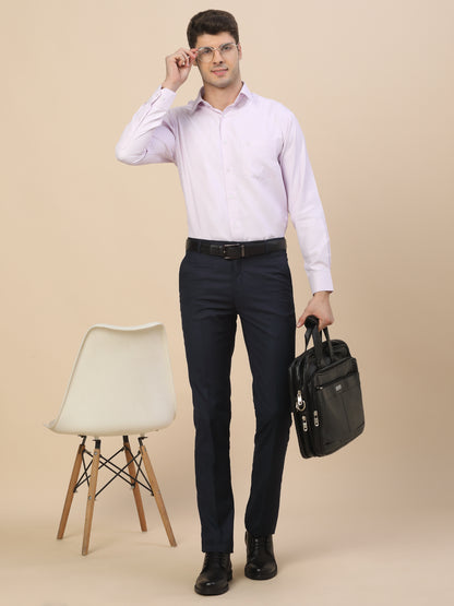 Formal Shirt for Men | Breathable & Soft with Color Fastness Regular Fit Spread Collar Neck Poly Cotton Fabric Self Design Pattern