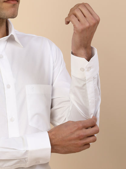 Men's Stylish Self Design Formal Shirt | Regular Fit | Full Sleeve | Pure Cotton | Smart Formal Wear