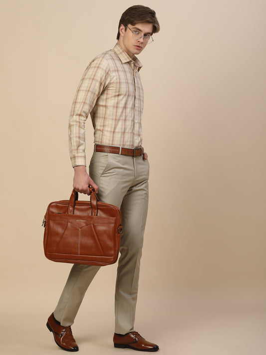 Formal Shirt for Men | Breathable & Soft with Color Fastness Regular Fit Spread Collar Neck Cotton Fabric Check Pattern