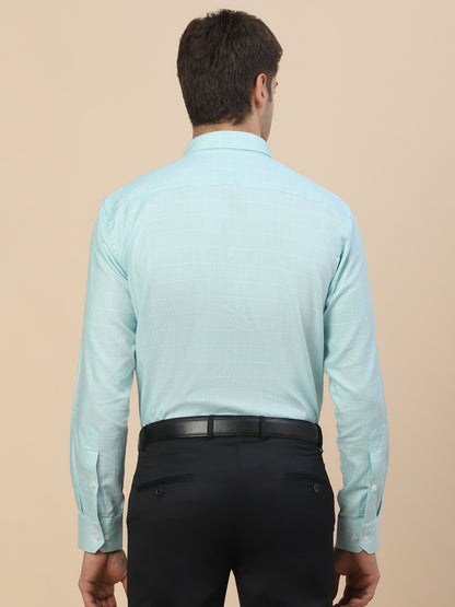 Formal Shirt for Men | Breathable & Soft with Color Fastness Regular Fit Spread Collar Neck Cotton Fabric Check Pattern