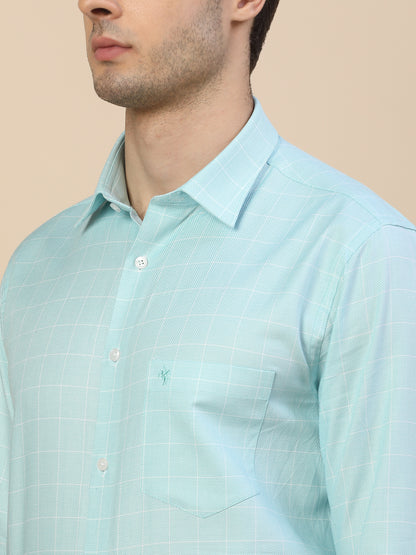 Formal Shirt for Men | Breathable & Soft with Color Fastness Regular Fit Spread Collar Neck Cotton Fabric Check Pattern