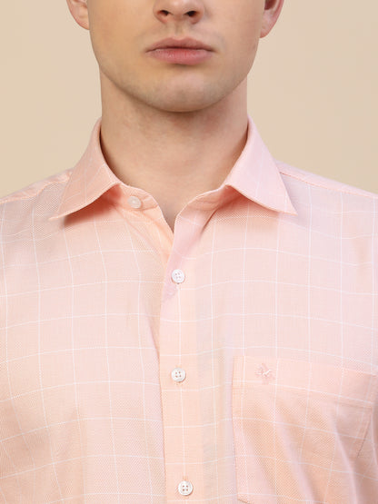 Formal Shirt for Men | Breathable & Soft with Color Fastness Regular Fit Spread Collar Neck Cotton Fabric Check Pattern
