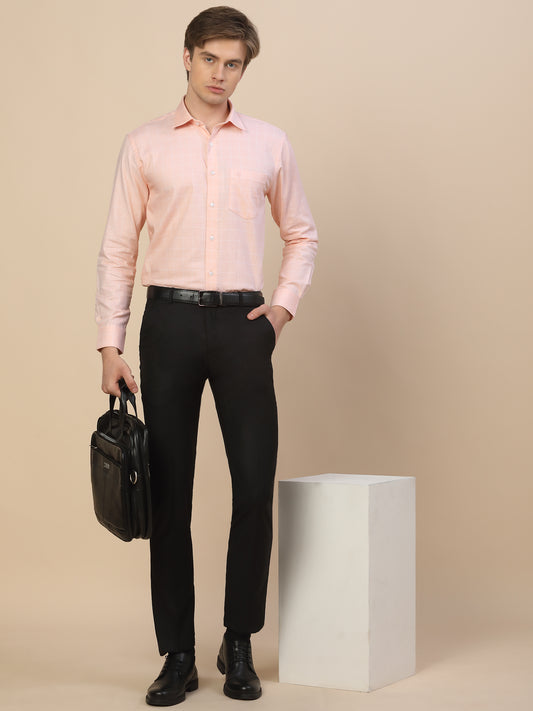 Formal Shirt for Men | Breathable & Soft with Color Fastness Regular Fit Spread Collar Neck Cotton Fabric Check Pattern