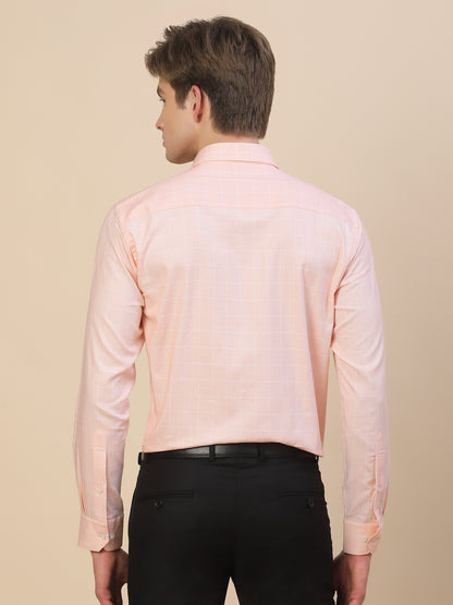 Formal Shirt for Men | Breathable & Soft with Color Fastness Regular Fit Spread Collar Neck Cotton Fabric Check Pattern