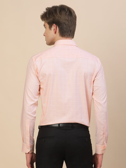 Formal Shirt for Men | Breathable & Soft with Color Fastness Regular Fit Spread Collar Neck Cotton Fabric Check Pattern