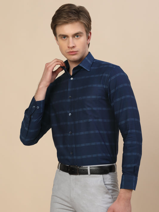 Formal Shirt for Men | Breathable & Soft with Color Fastness Regular Fit Spread Collar Neck Cotton Fabric Check Pattern