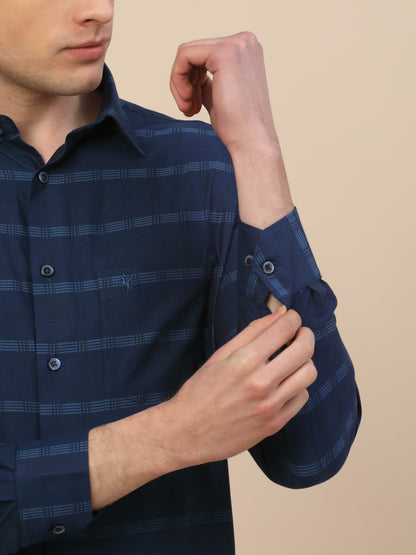 Formal Shirt for Men | Breathable & Soft with Color Fastness Regular Fit Spread Collar Neck Cotton Fabric Check Pattern