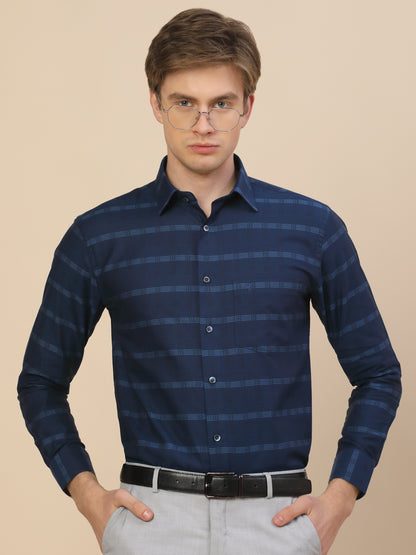 Formal Shirt for Men | Breathable & Soft with Color Fastness Regular Fit Spread Collar Neck Cotton Fabric Check Pattern