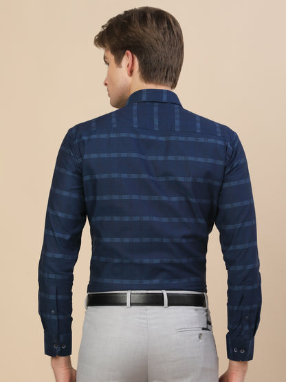 Formal Shirt for Men | Breathable & Soft with Color Fastness Regular Fit Spread Collar Neck Cotton Fabric Check Pattern