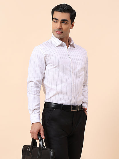 Formal Shirt for Men | Breathable & Soft with Color Fastness Slim Fit Spread Collar Cotton Fabric Striped Pattern