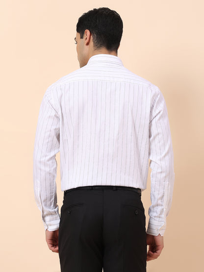 Formal Shirt for Men | Breathable & Soft with Color Fastness Slim Fit Spread Collar Cotton Fabric Striped Pattern