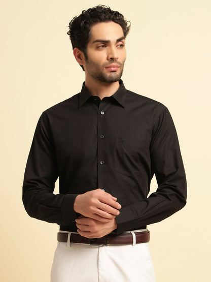 Formal Shirt for Men | Breathable & Soft with Color Fastness Regular Fit Spread Collar Neck Cotton Fabric Solid Pattern