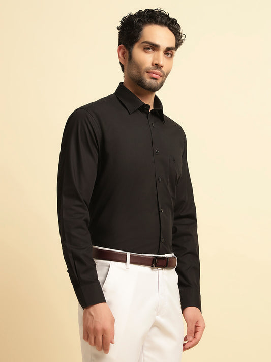 Formal Shirt for Men | Breathable & Soft with Color Fastness Regular Fit Spread Collar Neck Cotton Fabric Solid Pattern