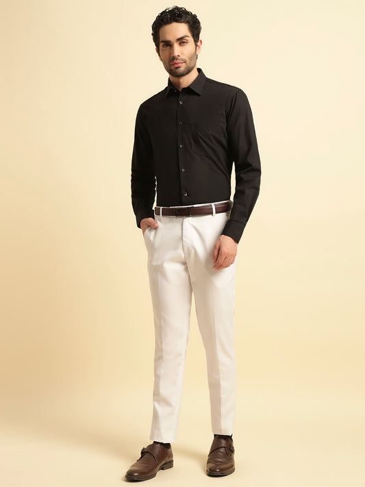 Formal Shirt for Men | Breathable & Soft with Color Fastness Regular Fit Spread Collar Neck Cotton Fabric Solid Pattern