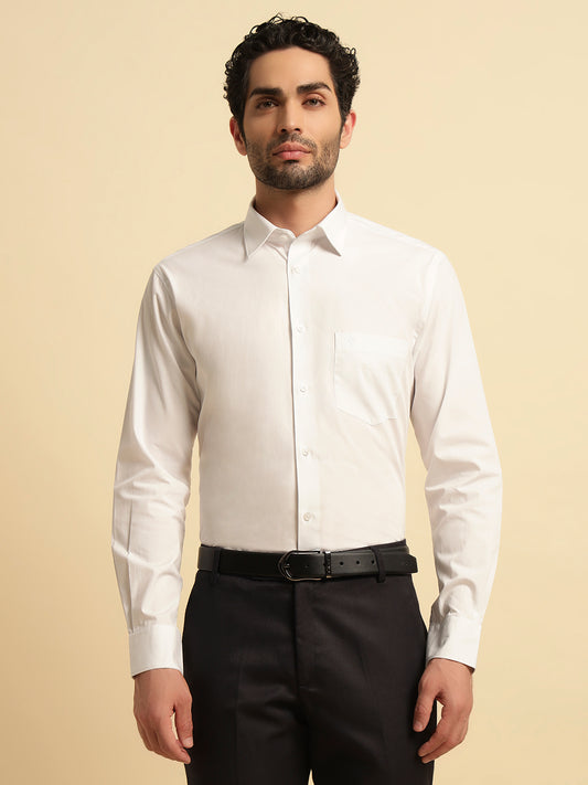 Formal Shirt for Men | Breathable & Soft with Color Fastness Regular Fit Spread Collar Neck Cotton Fabric Solid Pattern