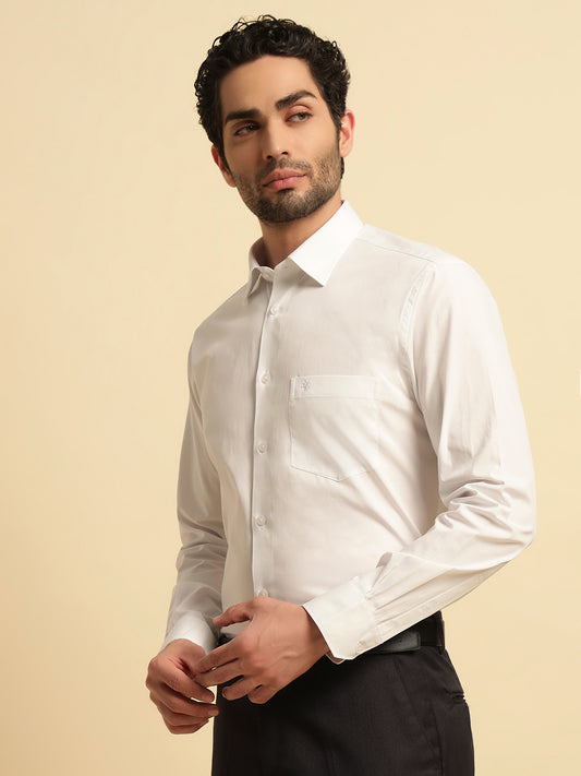 Formal Shirt for Men | Breathable & Soft with Color Fastness Regular Fit Spread Collar Neck Cotton Fabric Solid Pattern