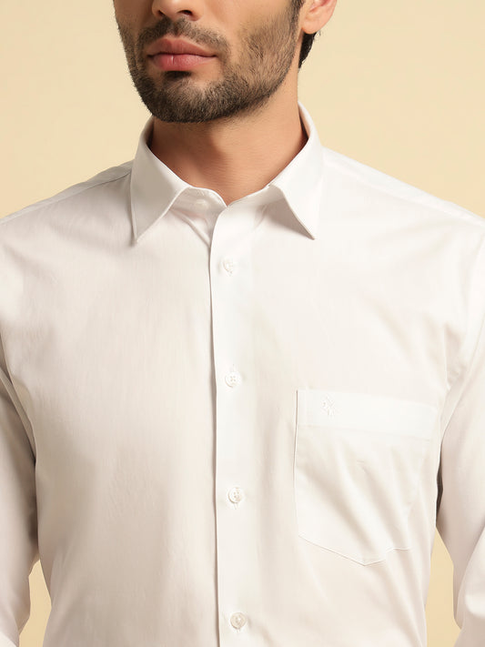 Formal Shirt for Men | Breathable & Soft with Color Fastness Regular Fit Spread Collar Neck Cotton Fabric Solid Pattern