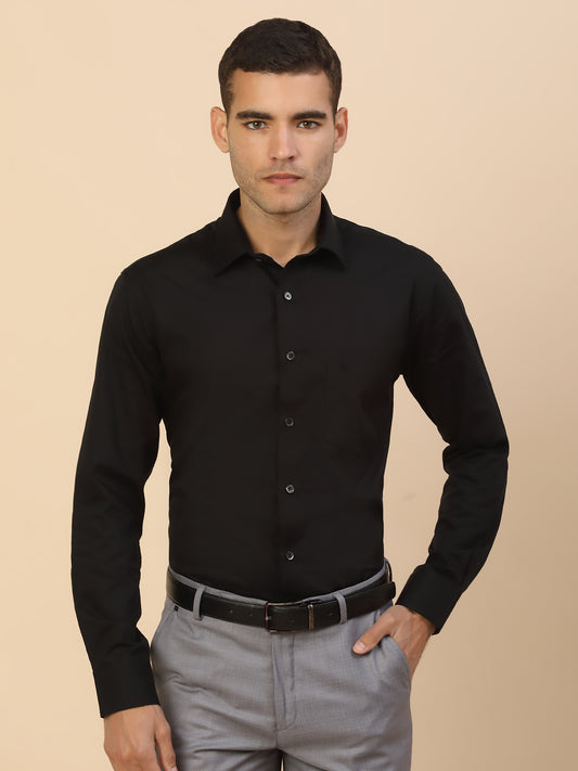 Men's Stylish Self Design Formal Shirt | Regular Fit Full Sleeve Pure Cotton Smart Formal Wear