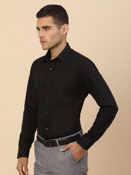 Men's Stylish Self Design Formal Shirt | Regular Fit Full Sleeve Pure Cotton Smart Formal Wear