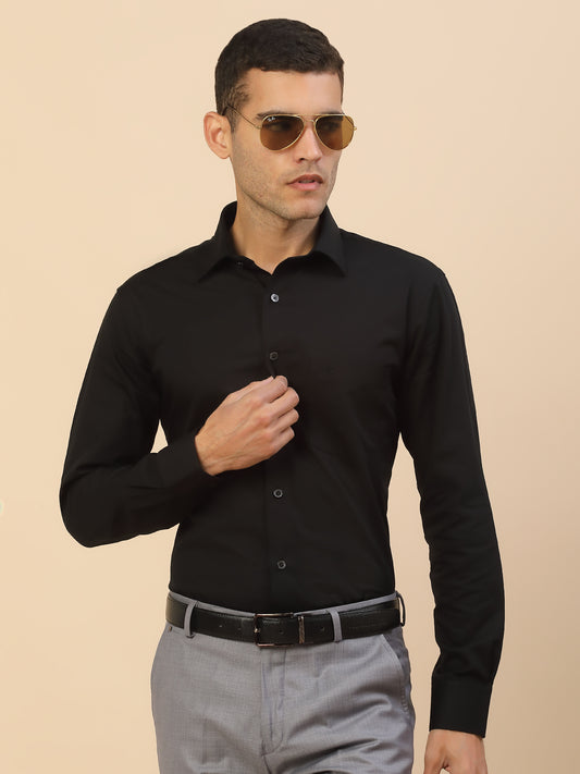 Men's Stylish Self Design Formal Shirt | Regular Fit Full Sleeve Pure Cotton Smart Formal Wear