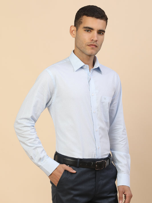 Men's Stylish Self Design Formal Shirt | Regular Fit | Full Sleeve | Pure Cotton | Smart Formal Wear