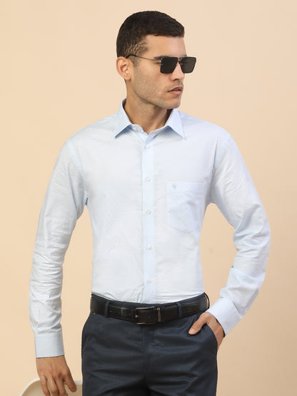 Men's Stylish Self Design Formal Shirt | Regular Fit | Full Sleeve | Pure Cotton | Smart Formal Wear
