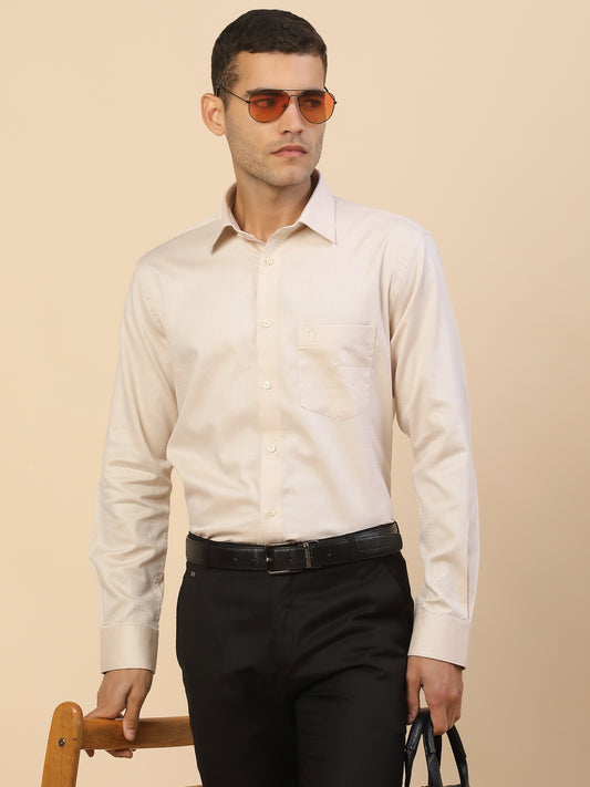 Men's Stylish Self Design Formal Shirt | Regular Fit | Full Sleeve | Pure Cotton | Smart Formal Wear