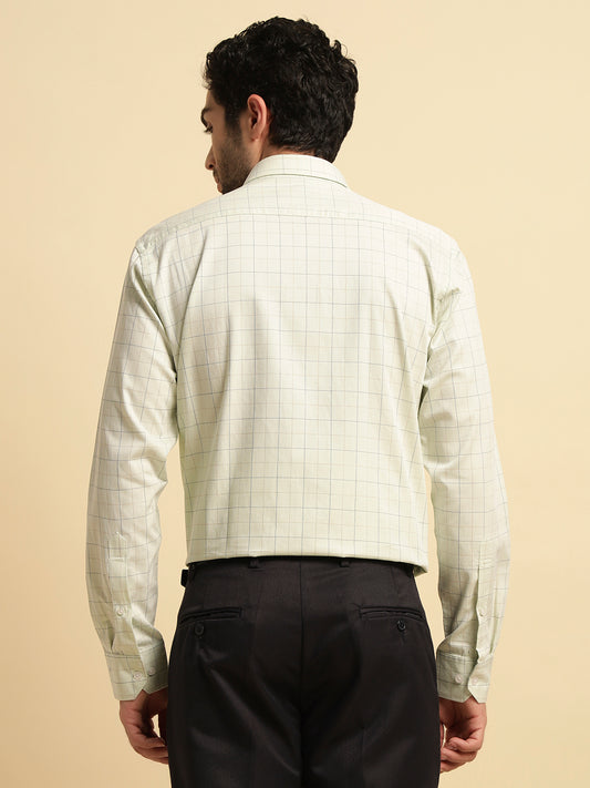 Formal Shirt for Men | Breathable & Soft with Color Fastness Regular Fit Spread Collar Neck Cotton Fabric Checkered Pattern