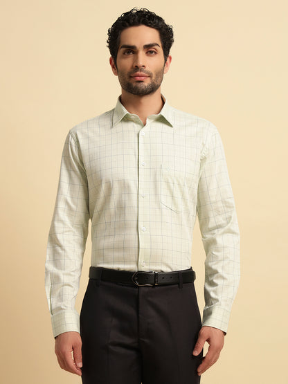 Formal Shirt for Men | Breathable & Soft with Color Fastness Regular Fit Spread Collar Neck Cotton Fabric Checkered Pattern