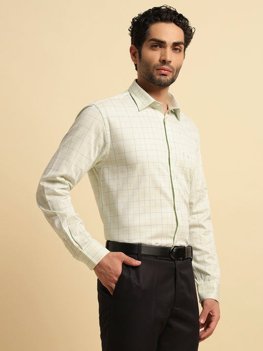 Formal Shirt for Men | Breathable & Soft with Color Fastness Regular Fit Spread Collar Neck Cotton Fabric Checkered Pattern