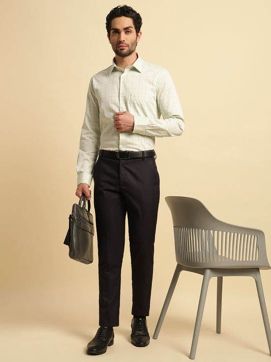 Formal Shirt for Men | Breathable & Soft with Color Fastness Regular Fit Spread Collar Neck Cotton Fabric Checkered Pattern