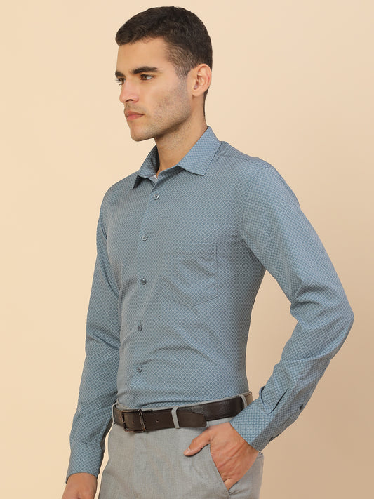 Men's Stylish Printed Formal Shirt | Regular Fit | Full Sleeve | Polyester | Smart Formal Wear