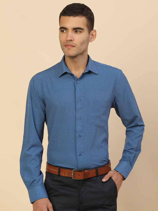 Men's Stylish Printed Formal Shirt | Regular Fit | Full Sleeve | Polyester | Smart Formal Wear